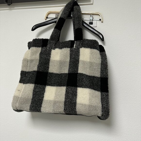 Stand Studio Lola Check Faux Fur Shearling Big Tote Shoulder Bag - Picture 13 of 16